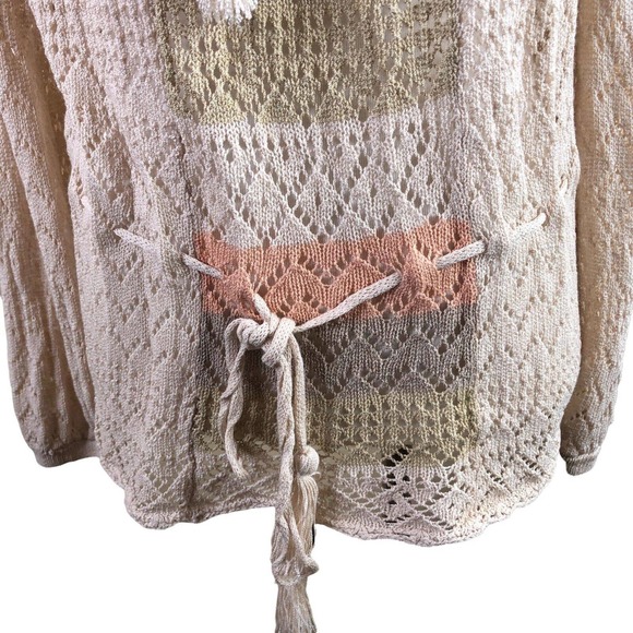 DiCosta Vintage Sweater Beige Peach Knit Drawstring Waist 70s Boho Size 14 - Picture 6 of 8